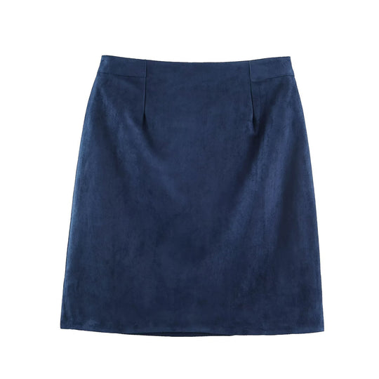 Damen Bleistiftrock aus Velourslederoptik mit hoher Taille Nord Taschen