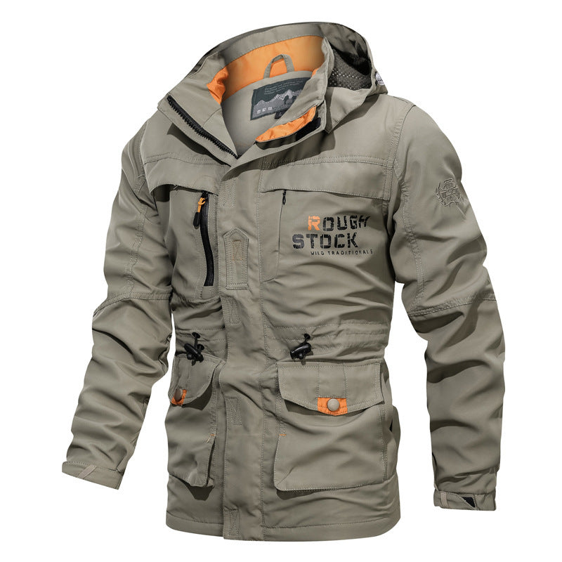Herren robuster Utility-Parka mit Kapuze, Multifunktionstaschen und Taillenregulierung Nord Taschen