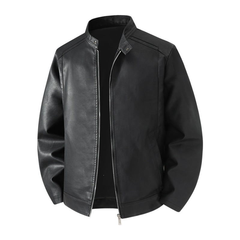 Herren Schlichte Kunstleder-Cityjacke mit Stehkragen, Zweiwege-Reißverschluss & Eingrifftaschen Nord Taschen
