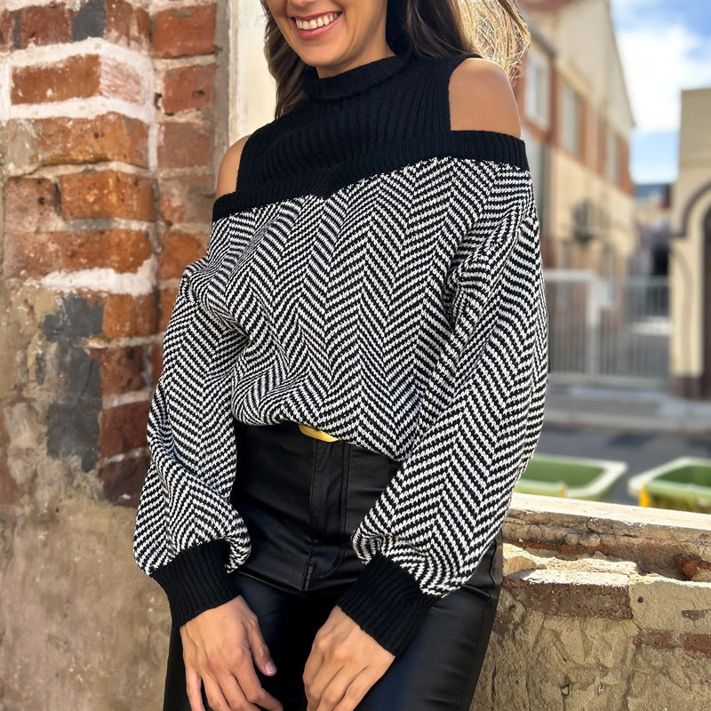 Damen Modischer Pullover mit Schulterauschnitten Nord Taschen