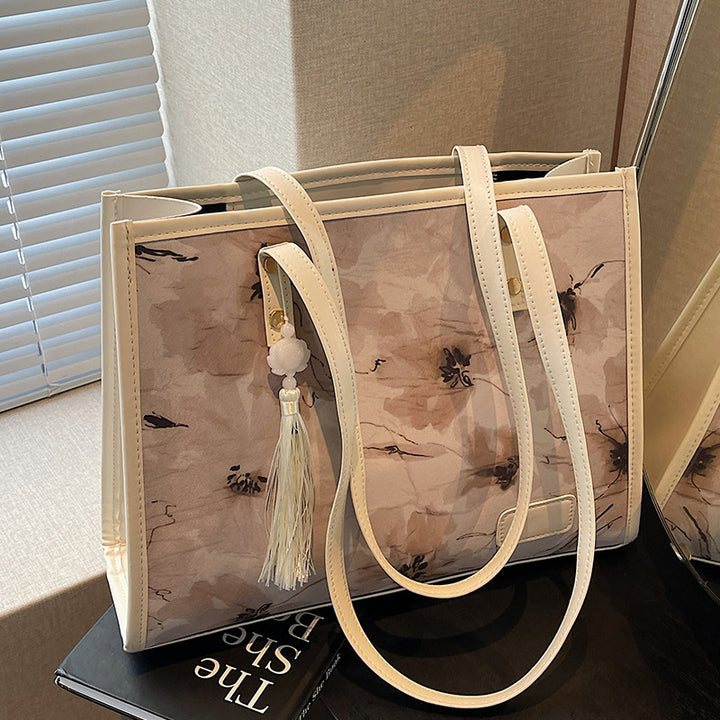 Damen Shopper-Tasche mit floralem Design und elegantem Kettenanhänger Nord Taschen