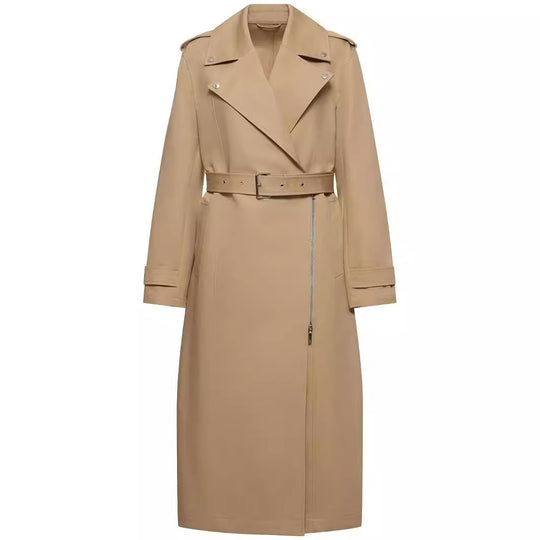 Damen bodenlanger Oversize-Trenchcoat mit Reißverschluss und weitem Schalkragen Nord Taschen