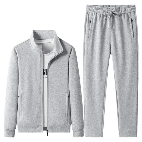Herren Jogginganzug-Set aus Baumwollmix mit Stehkragen Reißverschlussjacke und Kordelbundhose Nord Taschen