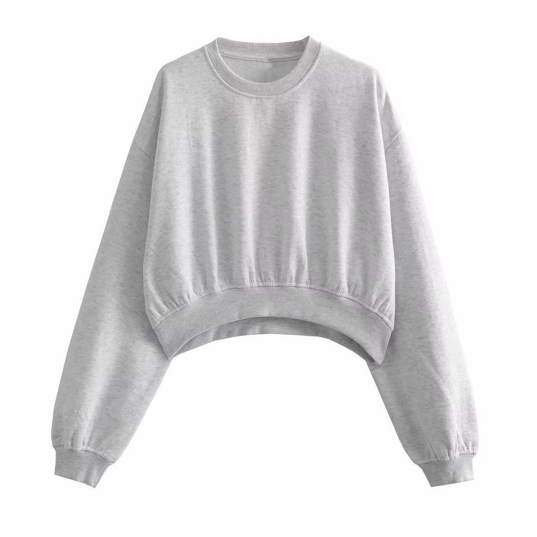 Damen Kurzes Oversize‑Sweatshirt mit gerafftem Saum und Ballonärmeln Nord Taschen