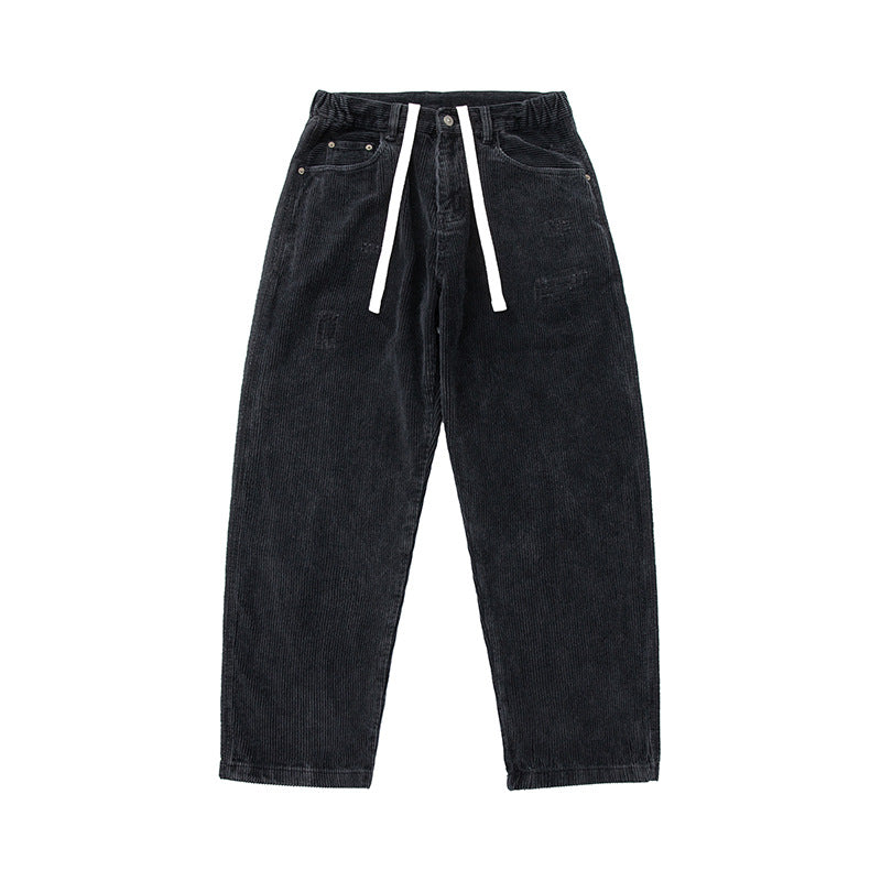 Herren Cordhose im Relaxed-Fit mit elastischem Tunnelzugbund und Used-Details Nord Taschen