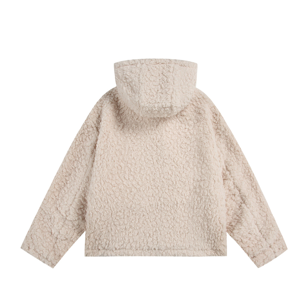 Damen Oversize Sherpa‑Kapuzenjacke mit verdeckter Frontblende und aufgesetzten Taschen Nord Taschen