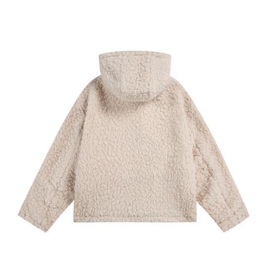 Damen Oversize Sherpa‑Kapuzenjacke mit verdeckter Frontblende und aufgesetzten Taschen Nord Taschen