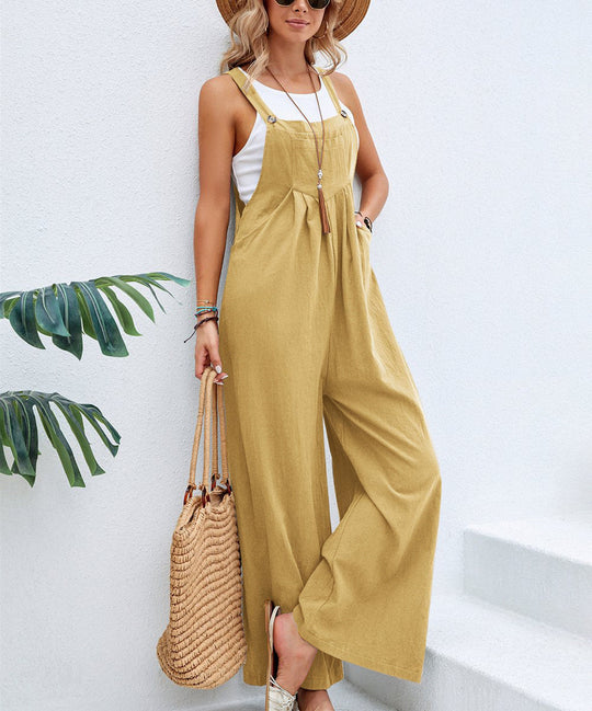 Damen Lässiger Jumpsuit mit weitem Bein und verstellbaren Trägern