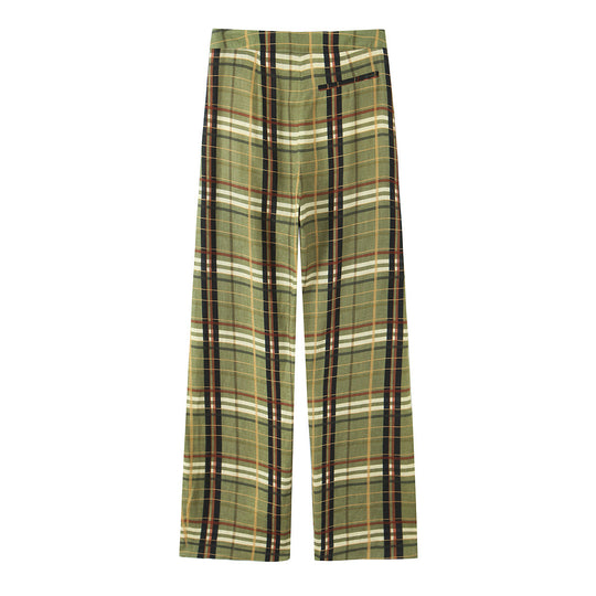 Damen 90+ weit geschnittene High‑Waist Palazzo‑Hose im Karierten Plissee‑Look Nord Taschen