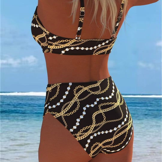 Damen Bikini-Set mit luxuriösem Ketten-Design und hohem Taillenbund Nord Taschen