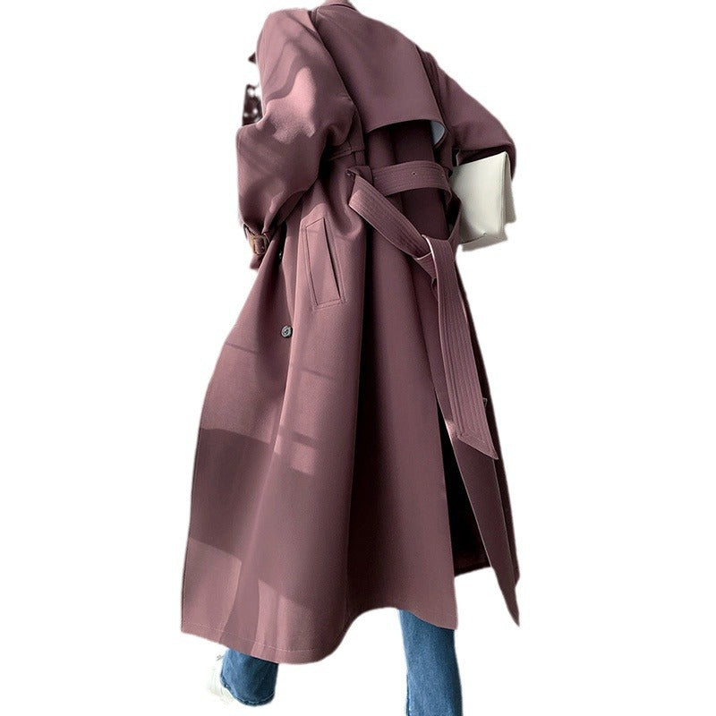 Damen Trenchcoat mit doppelter Knopfleiste und Taillengürtel Nord Taschen