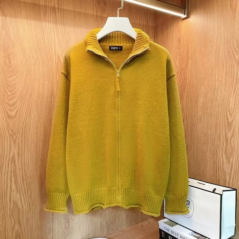 Unisex Komfortabler Reißverschluss-Strickblouson mit geradem Schnitt und Stehkragen Nord Taschen
