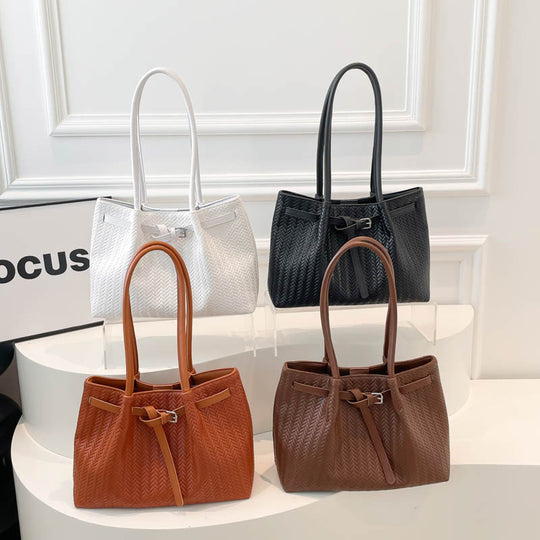 Damen Shopper-Tasche im geflochtenen Design mit stilvollen Akzenten Nord Taschen