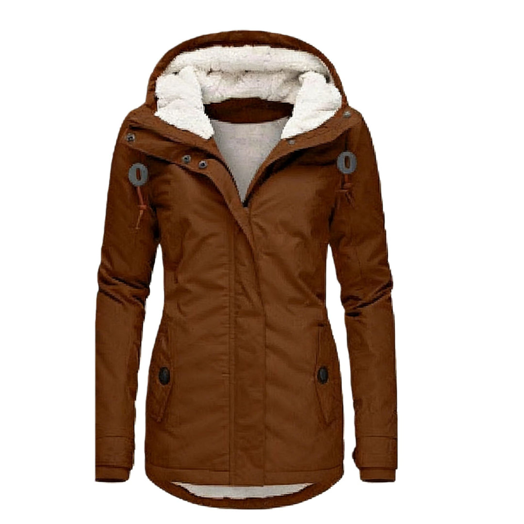 Damen Wasserabweisender Parka mit Teddyfutter, Kapuze und Taillierter Passform Nord Taschen