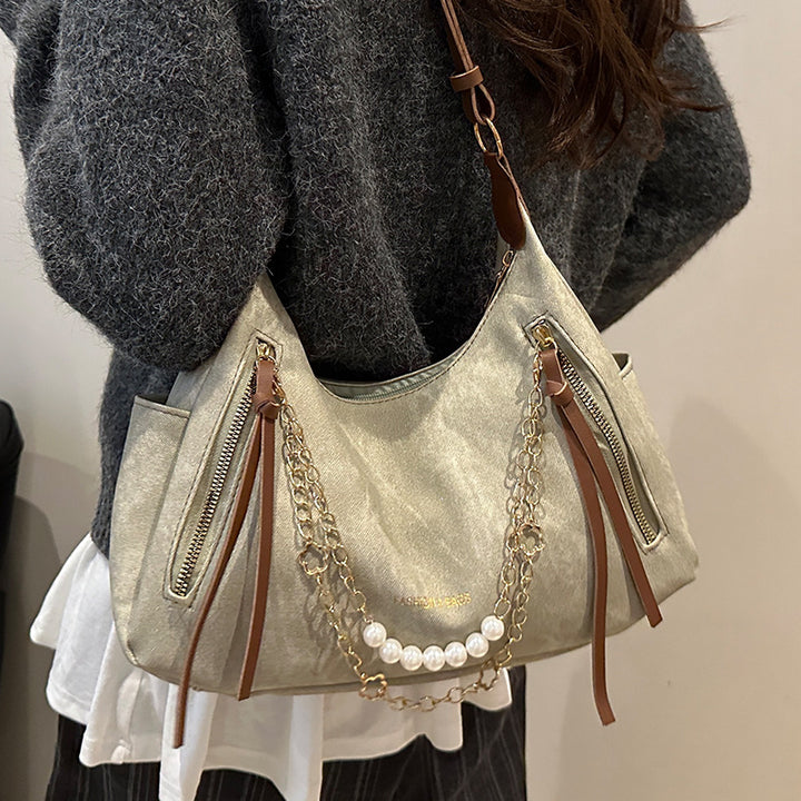 Damen Umhängetasche mit eleganten Ketten- und Perlenakzenten Nord Taschen