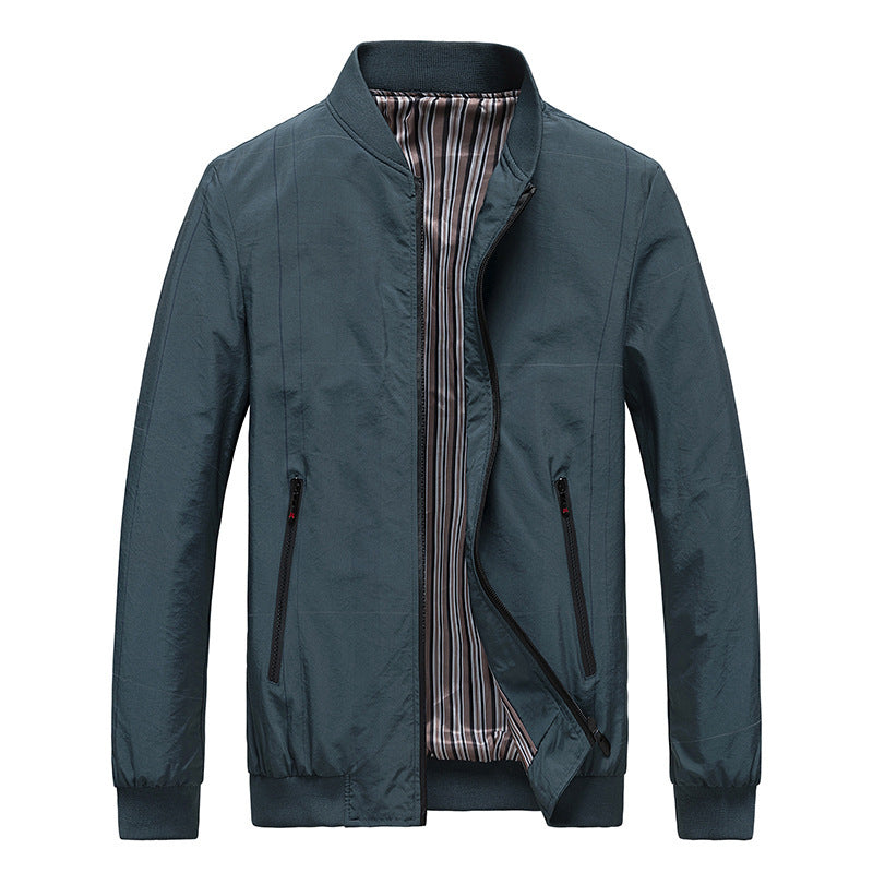 Herren leichter Nylon‑Bomberjacke mit gestreiftem Innenfutter, Reißverschluss‑Taschen und gerippten Abschlüssen Nord Taschen