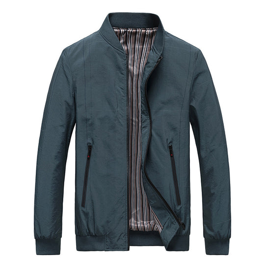 Herren leichter Nylon‑Bomberjacke mit gestreiftem Innenfutter, Reißverschluss‑Taschen und gerippten Abschlüssen Nord Taschen