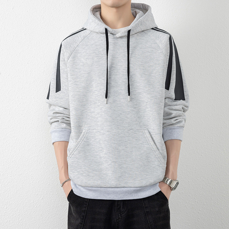 Herren Kapuzenpullover mit Raglanärmeln, Kängurutasche und Kontraststreifen Nord Taschen