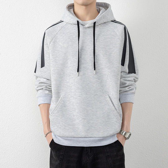 Herren Kapuzenpullover mit Raglanärmeln, Kängurutasche und Kontraststreifen Nord Taschen