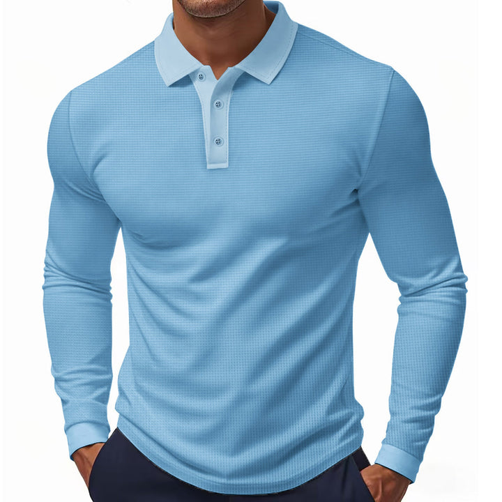 Herren Langarm-Polohemd im strukturierten Design mit modernem Schnitt