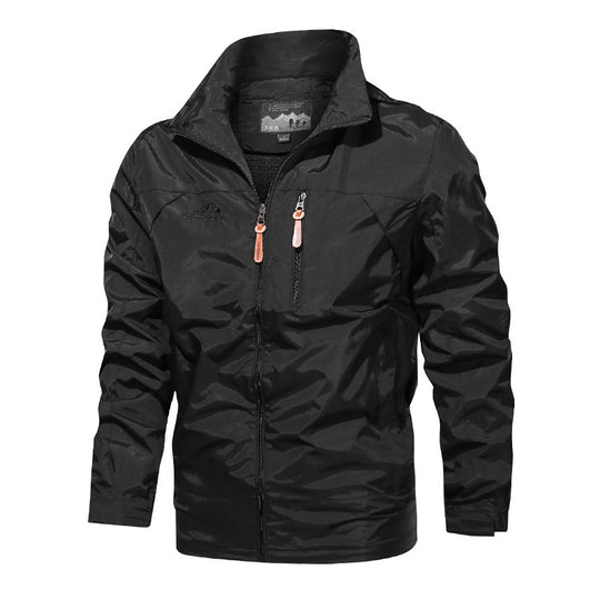 Herren leichte wasserabweisende Nylon-Bomberjacke mit Stehkragen und Reißverschlusstaschen Nord Taschen