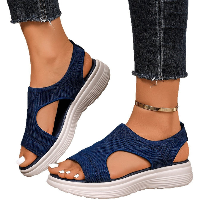 Damen Komfortable Keilsandalen mit atmungsaktiver Obermaterialstruktur und flexiblem Fußbett