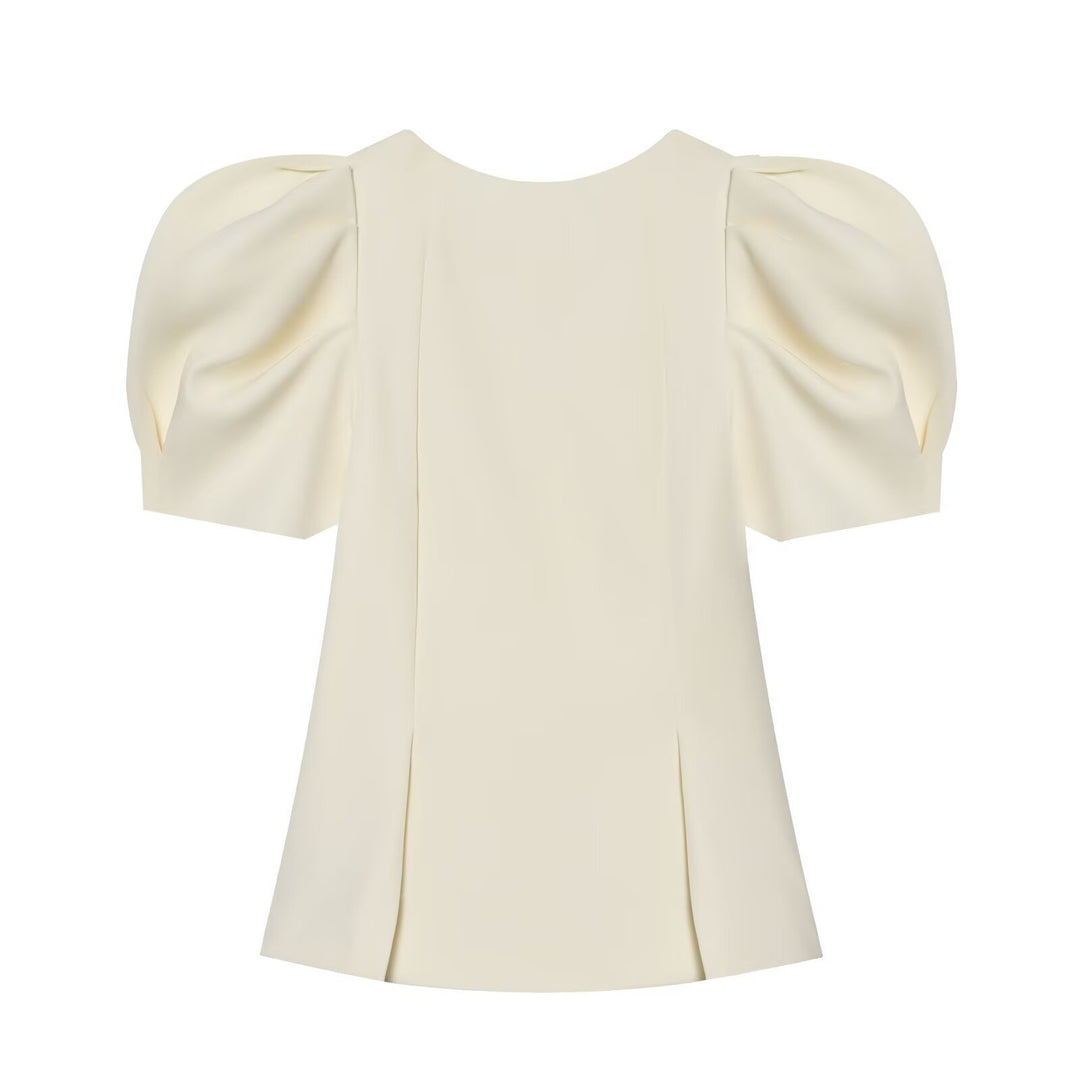 Damen Elegante A-Linien-Bluse mit formgebenden Teilungsnähten und Puffärmeln Nord Taschen