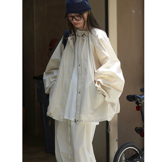 Damen Oversize Übergangsparka mit Kordelkragen und elastischen Bündchen Nord Taschen