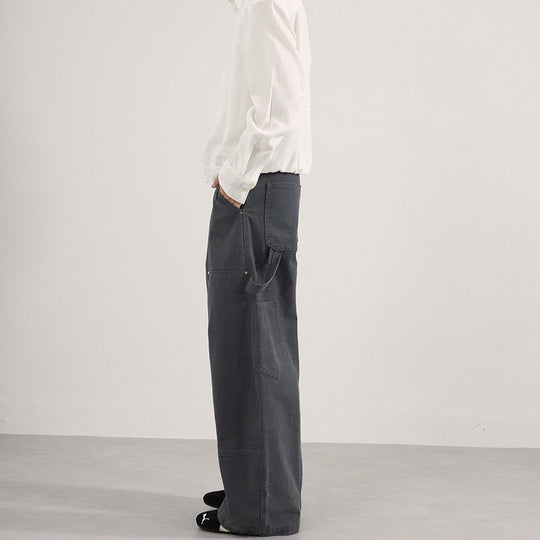 Herren Ultraweite Workwear-Palazzohose aus robustem Baumwoll-Twill mit Kniepaneelen und Werkzeugschlaufe Nord Taschen