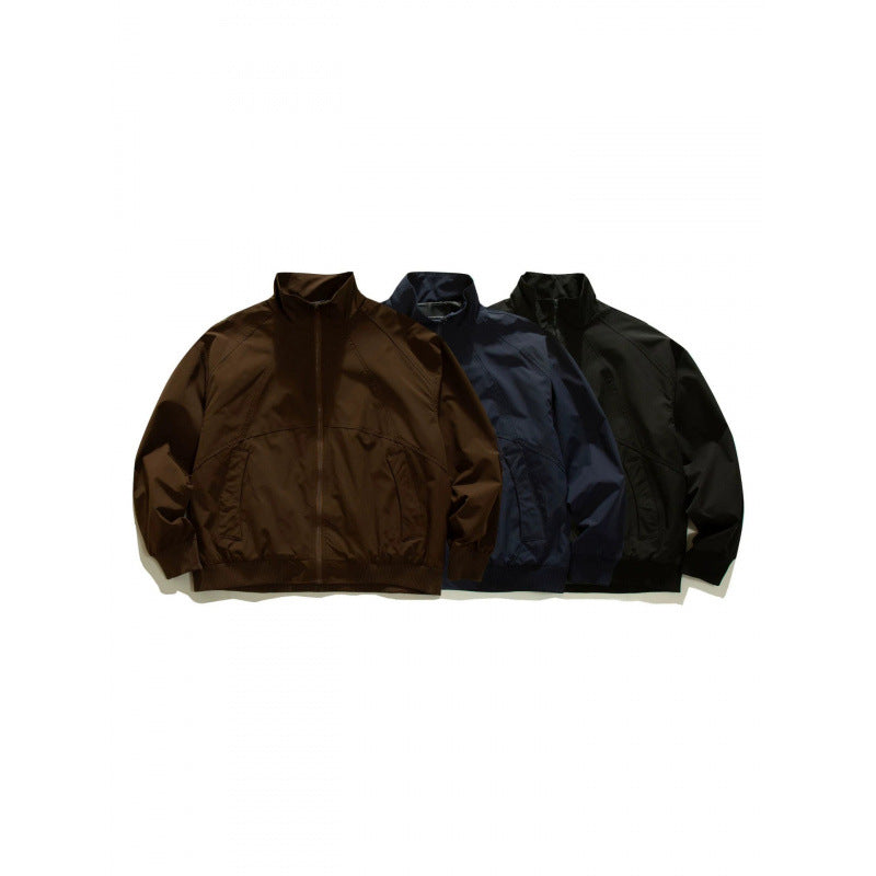 Herren Leichte Boxy-Trainingsjacke mit Stehkragen, Raglanärmeln und geripptem Saum Nord Taschen