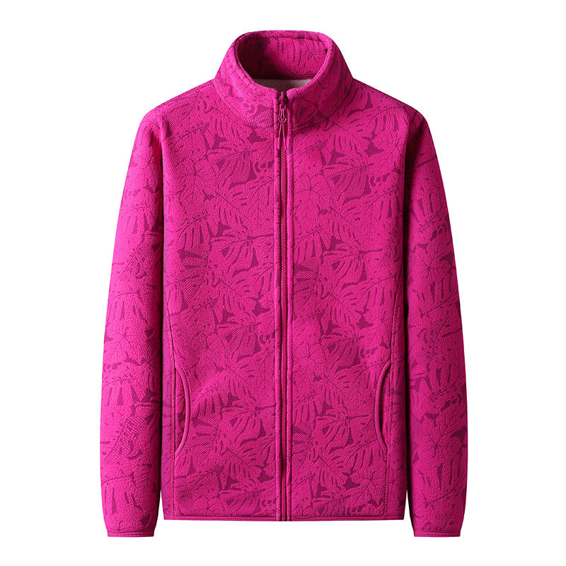 Damen Fleecejacke mit durchgehendem Reißverschluss und floraler Jacquard-Struktur Nord Taschen