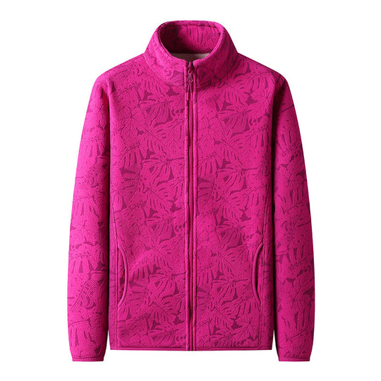 Damen Fleecejacke mit durchgehendem Reißverschluss und floraler Jacquard-Struktur Nord Taschen