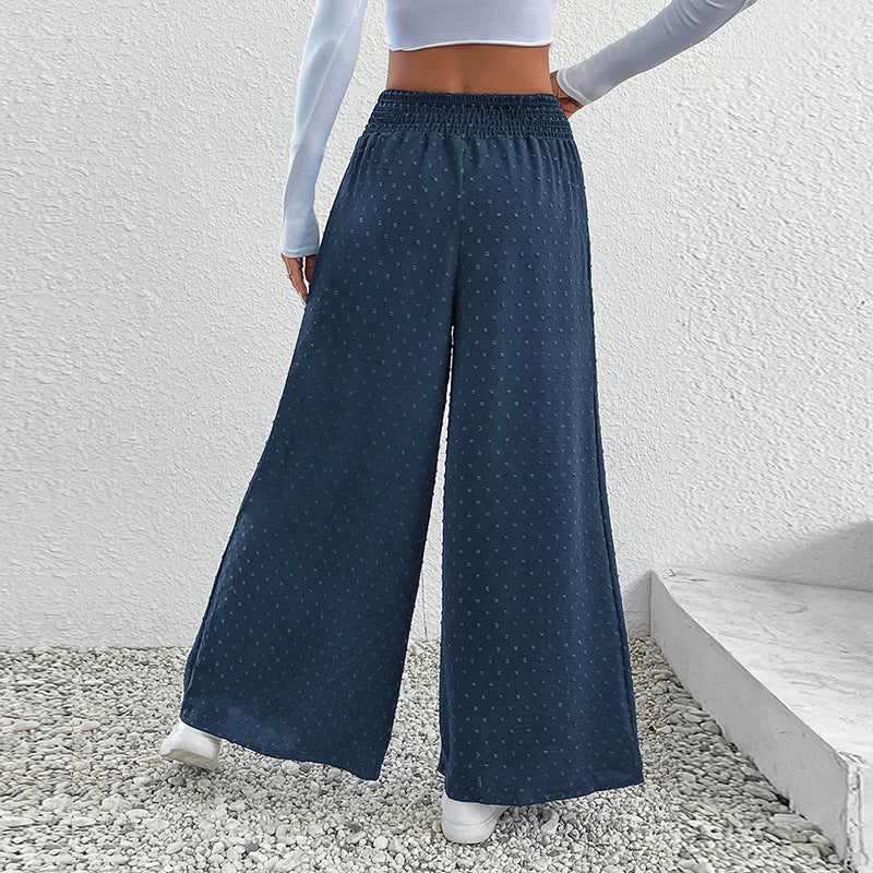 Damen Palazzo-Hose mit weitem Bein, elastischem Raffungbund und strukturierter Pointelle-Optik Nord Taschen