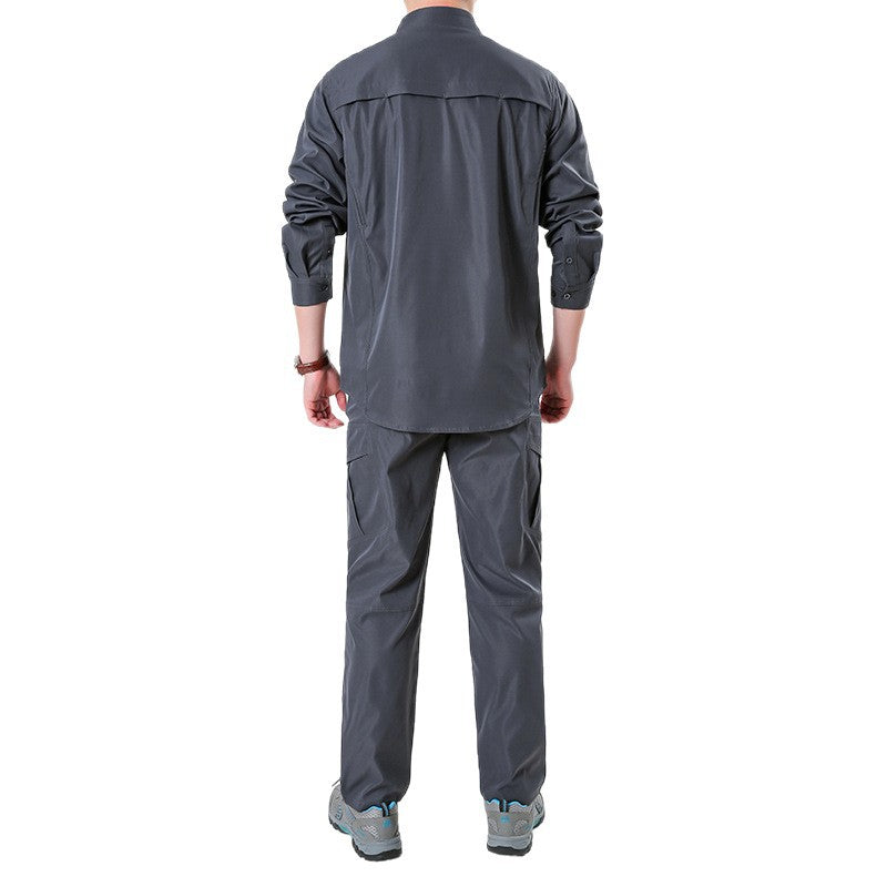 Herren  leichtes Ripstop-Cargo-Hemd mit passender Cargohose Set für Outdoor und Trekking Nord Taschen