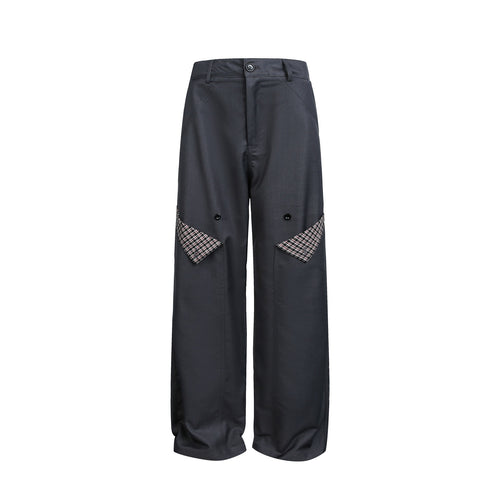Damen Hochgeschnittene weite Cargohose mit Karomuster‑Pattentaschen Nord Taschen