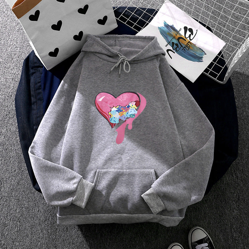 Damen nan Kapuzenpullover mit künstlerischem Aquarell‑Federmotiv, Oversize‑Schnitt und Kängurutasche Nord Taschen