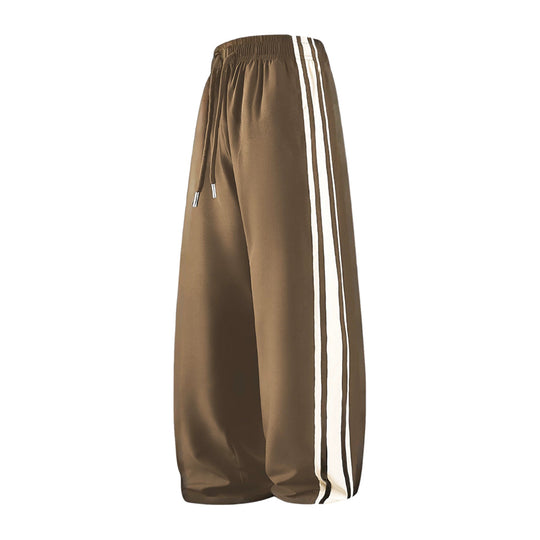 Damen Weite Trackpants mit Tunnelzugbund und seitlichen Kontraststreifen Nord Taschen