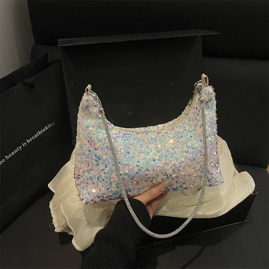 Damen modische Clutch aus funkelndem Pailletten mit elegantem Kettenriemen Nord Taschen