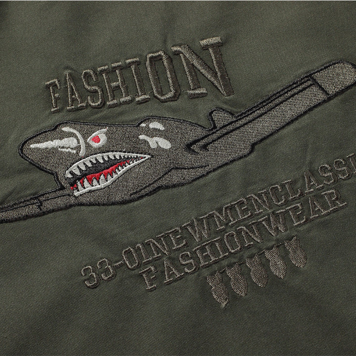 Herren  militärisch inspirierte Bomberjacke mit gestickten Patches, Ärmel-Tasche und elastischen Rippbündchen Nord Taschen