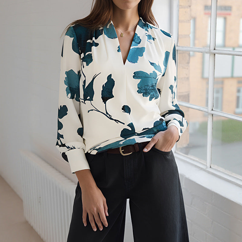 Damen Elegante Bluse mit floralem Muster Nord Taschen
