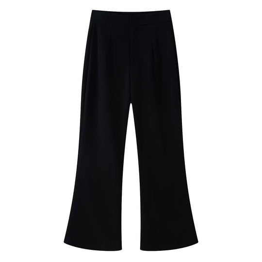 Damen hochtaillierte Palazzo‑Hose mit weitem Bein, Bundfalten und verdecktem Verschluss Nord Taschen
