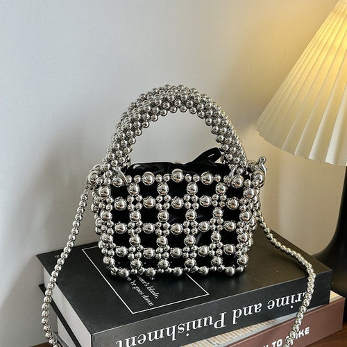 Damen Designer Handtasche aus kunstvollen Perlen Nord Taschen