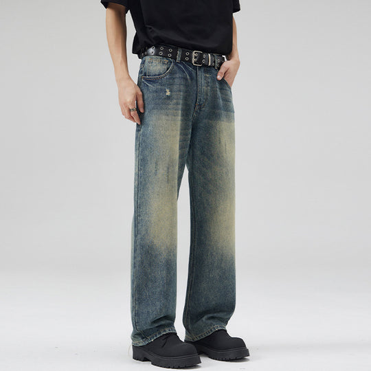 Herren Weit geschnittene Vintage-Denim-Jeans im geraden Baggy‑Cut mit soften Fade-Details Nord Taschen