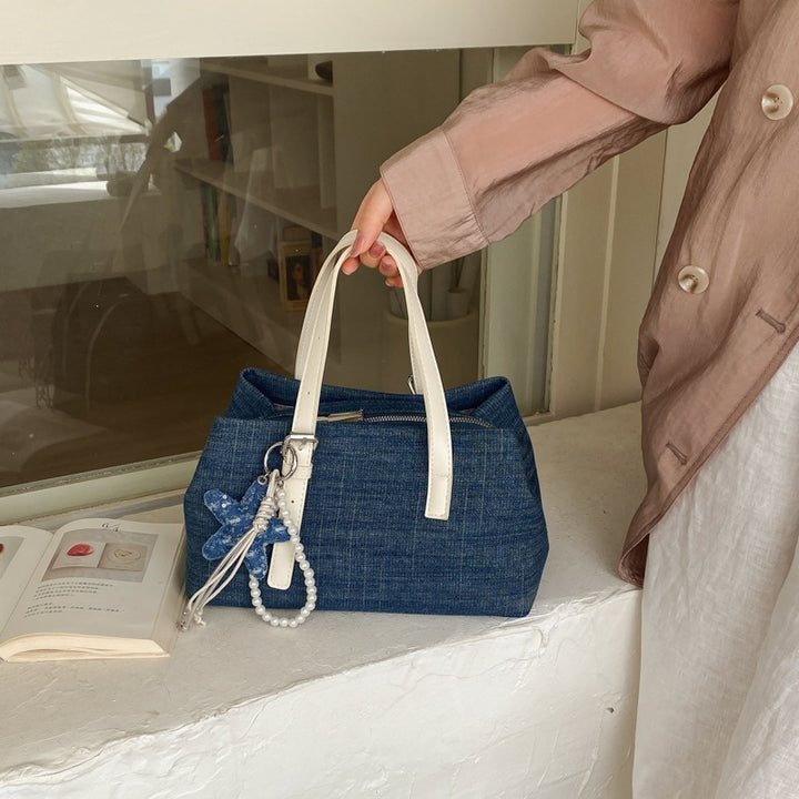 Damen Denim Shopper-Tasche mit abnehmbarem Anhänger Nord Taschen