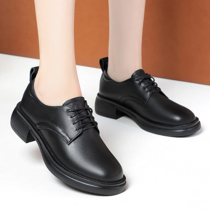 Damen Elegante Schnürschuhe mit komfortablem Blockabsatz und glattem Obermaterial