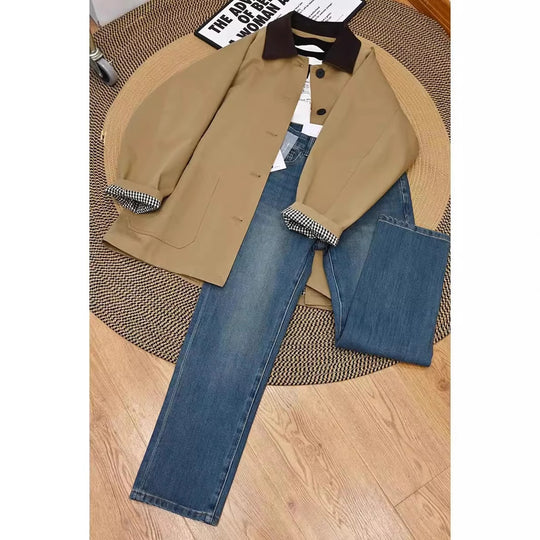 Damen Oversize-Chorejacke mit Cordkragen und großen aufgesetzten Taschen Nord Taschen