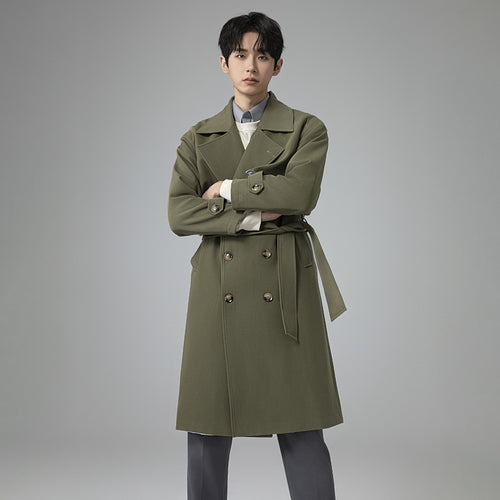 Herren Oversized Doppelreihiger Wollmix-Trenchcoat mit Schalkragen und Überschlagblende Nord Taschen