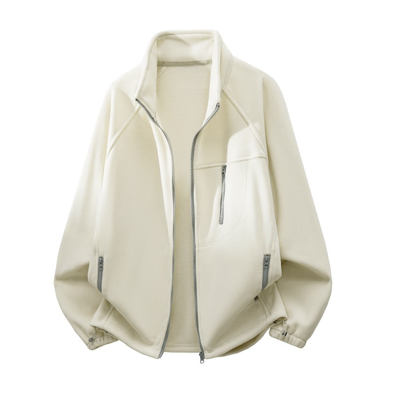 Unisex Leichte Fleecejacke mit Stehkragen, Raglanärmeln und multiplen Reißverschlusstaschen Nord Taschen