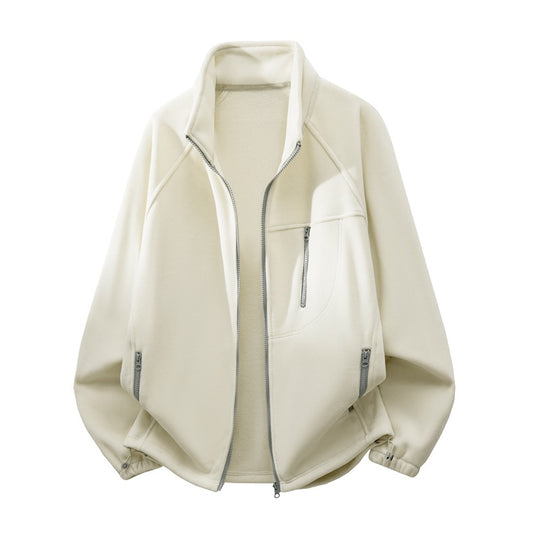 Unisex Leichte Fleecejacke mit Stehkragen, Raglanärmeln und multiplen Reißverschlusstaschen Nord Taschen