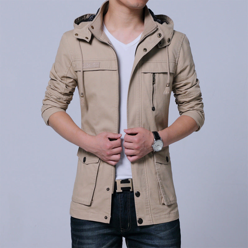 Herren Utility-Canvasjacke mit Kapuze, Reißverschluss-Front und Mehrfachtaschen Nord Taschen